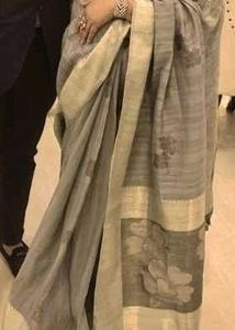 Elegant Grey Floral Saree