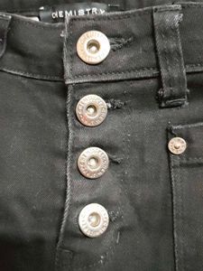 Wide Leg Black Pants with Button Front