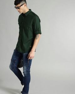 Men Green Casual Shirt,ROADSTER