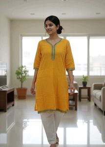 Elegant Yellow Cotton Kurta