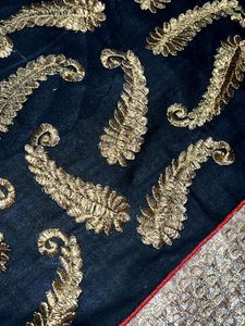 Elegant Black &amp; Gold Embroidered Saree