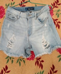 Malachi Distressed Light Blue Shorts (Women)
