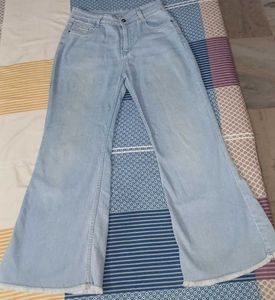 a flared denim jeans