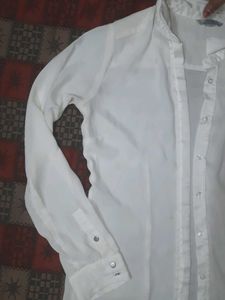H&amp;M White Long Sleeve Shirt