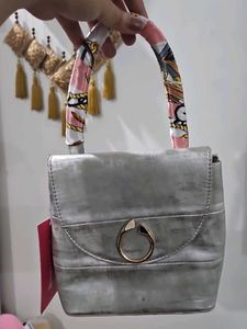 Silver Mini Top Handle Bag
