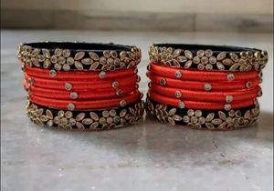 Handcrafted Silk Thread Kundan Stones Bangles