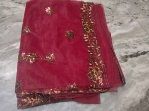 Embroidered Maroon Net saree 💝💖