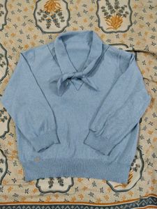 Korean style sky blue shimmer top