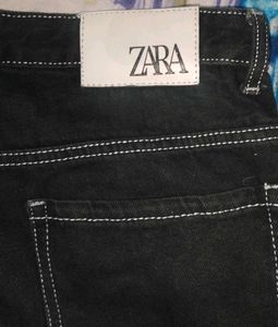 Zara Black Cargo Denim Shorts