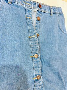 Vintage Button-Front Denim Mini Skirt
