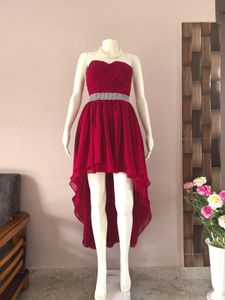 High low rich red dress
