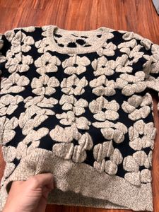 Grey Flower Sweater