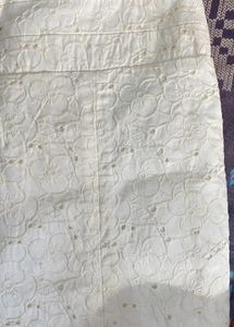 High Waist White Embroidered Skirt