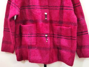 imported luxury berry plaid women&#39;s cardigan/jacke