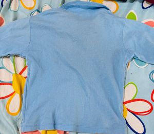 Blue Ribbed Polo Shirt