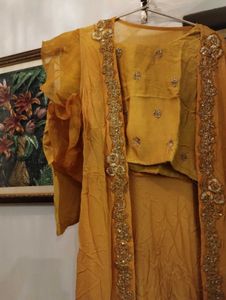 Mustard Yellow Embroidered Indian Outfit