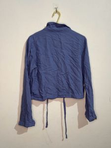 Blue Long Sleeve Crop Top