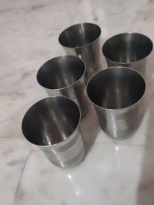 Five Stainless Steel Glasses