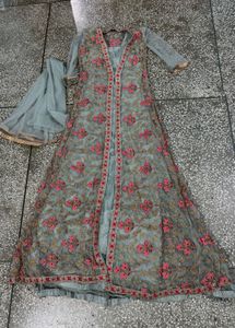 Elegant Embroidered Anarkali Suit With Paded