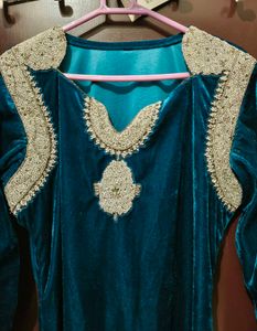 Elegant Blue Velvet Kurti