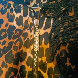 Leopard Print Embellished Jacket