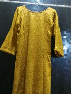 Yellow Embroidered Kurti