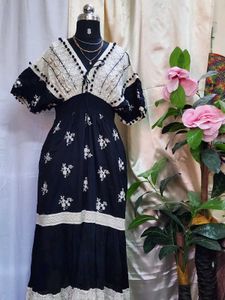 Boho Embroidered Lace Maxi Dress
