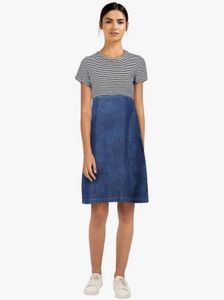 Striped Top Denim Skirt Dress