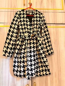 A-shape Houndstooth Coat Dress