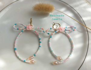 Pastel Bead Bow Earring Hoops