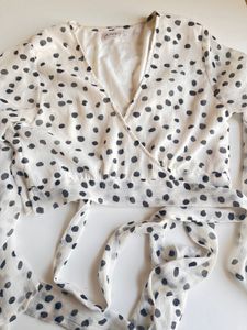 White Polka Dot Top