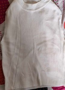 White Ribbed Sleeveless Top