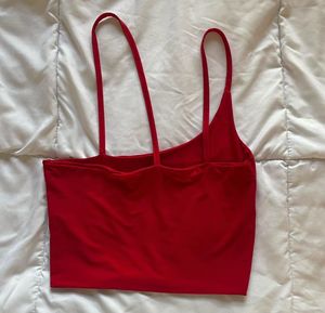 PLT red asymmetrical tank top