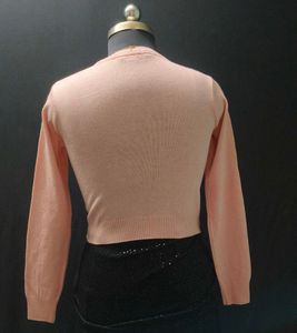Peach Cropped Pullover Sweater