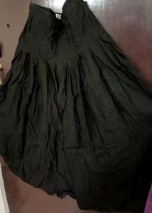 Black Cotton Long Skirt