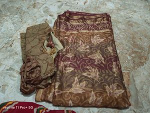Vintage Brown & Gold Saree