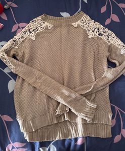 Elegant Lace Detail Knit Sweater