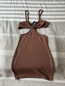 Brown Cutout Mini Dress