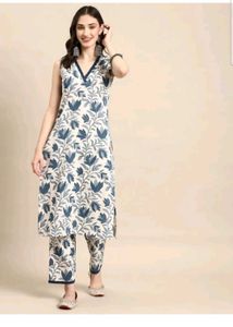 V NECK KURTA PANT SET