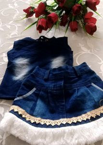 Baby Girl Denim Skirt Set