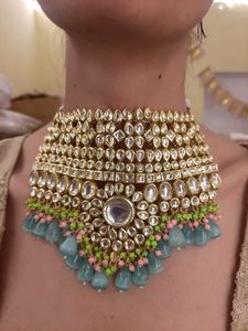 Heavy Sea Green Kundan Bridal Set