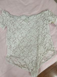 White Off shoulder bodysuit top