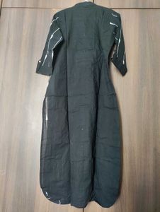 Cotton Black Kurta With White Threadwork