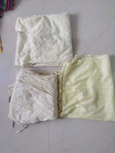 Cotton Lemon Yellow Kurta Set With Dupptta