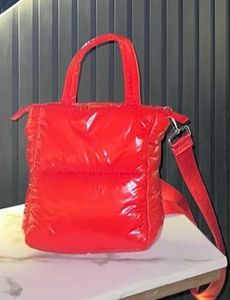 Red Puff Bag With Wide Crossbody Strap