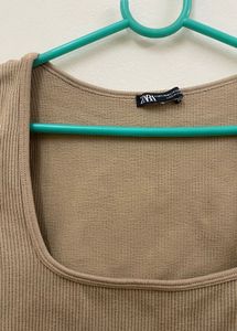 ZARA ribbed square neck crop top
