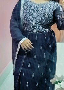 Beautiful Grey Blue Embroidered Suit – Brand New,