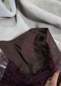 Brown Faux Leather Corset Top