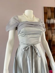 grey satin lux gown