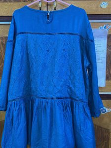 All About You Blue Lace Detail Top XL